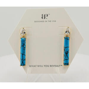 Bomb Party December "Candle" Earrings "In A Swing State" Turquoise on Gold